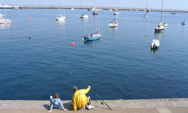 Fishing with child Brixham Breakwater.